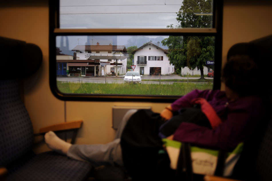 A German village is seen through a train car window on Friday, May 21, 2010, in Southern Bavaria.
