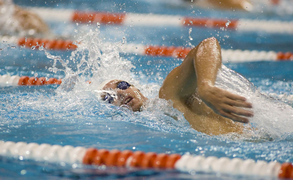 U.S. swimmer Aaron Peirsol, a five-time Olympic gold medalist, practices at the University of Texas with the men's swim team on Thursday, July 29, 2010.