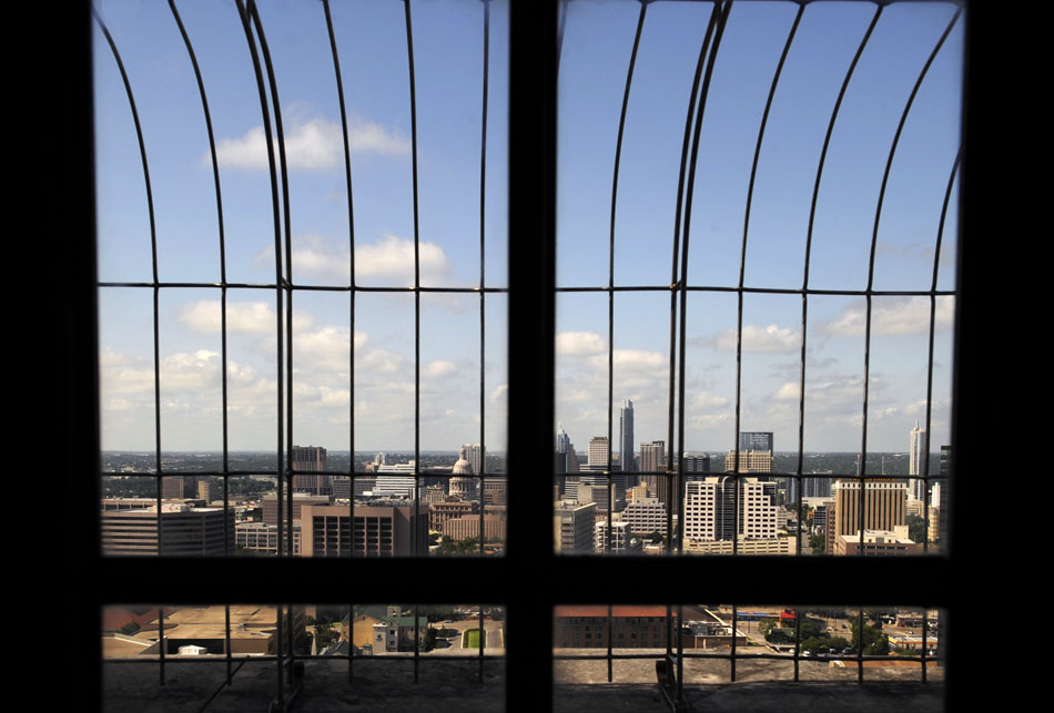 The Austin skyline is seen from the University of Texas Tower on Tuesday, June 22, 2010.
