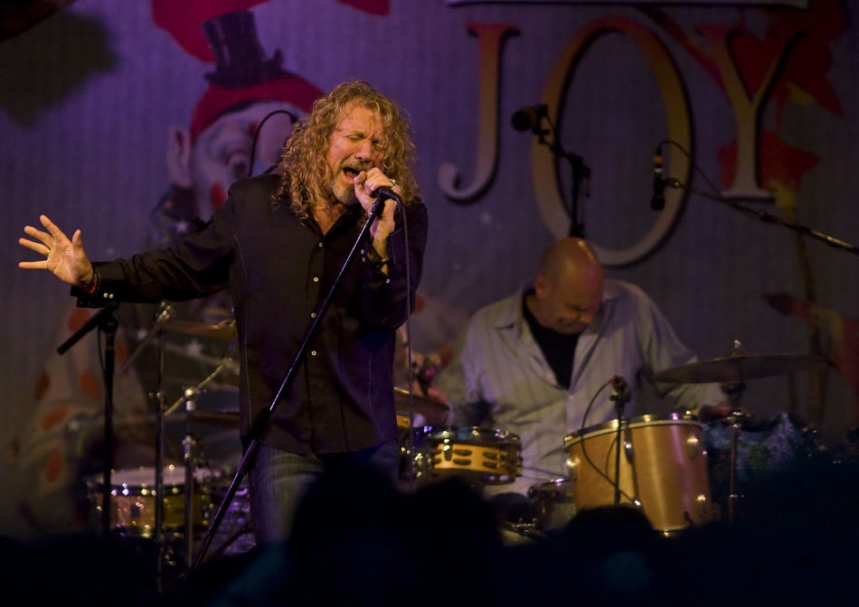 Robert Plant performs with the Band of Joy during a sold-out concert at Stubb's on Monday, July 26, 2010.