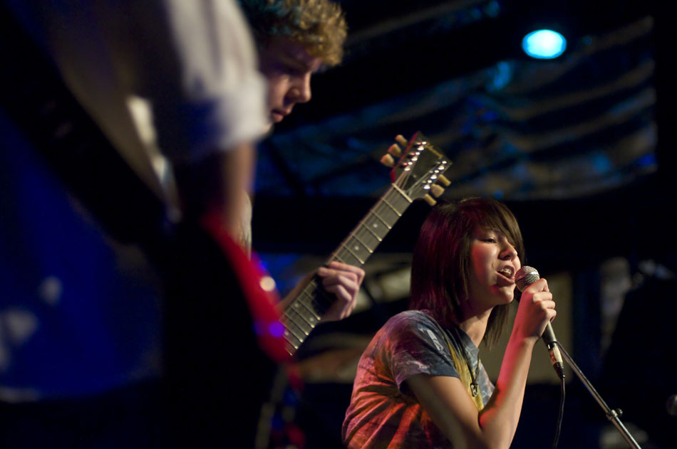 Julia Newhouse, singer for Left Cheek Sneak, belts out a song during the Rock Camp USA concert at Antone's on Saturday, July 24, 2010.