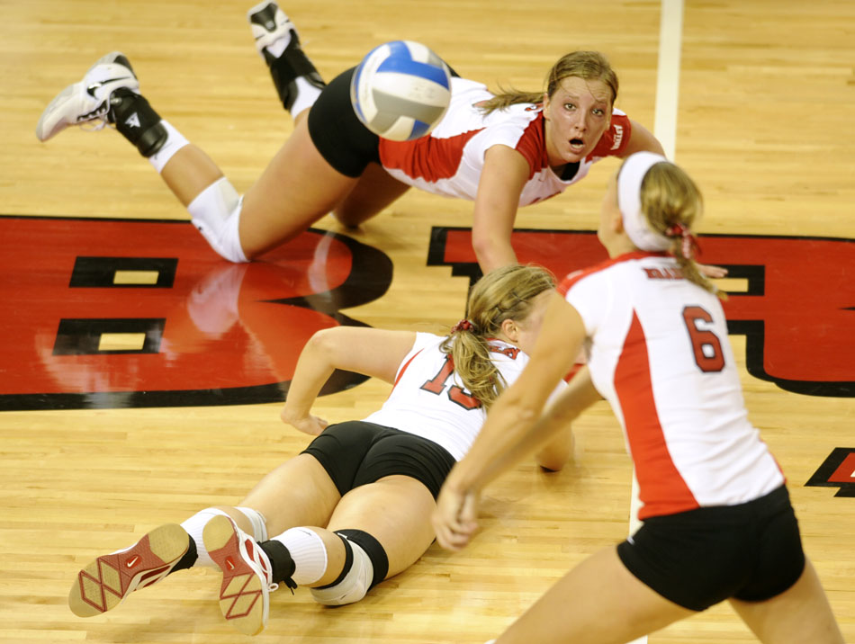 Bradley players scramble for the ball during a game against Western Illinois on Friday, Aug. 27, 2010, in the university's new Athletic Performance Center.