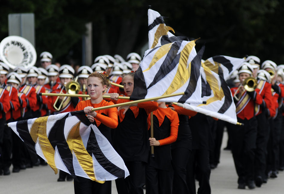 Members of the Washington Middle School marching band perform during the parade portion of the Marching Panther Invitational on Saturday, Sept. 11, 2010, in Washington.