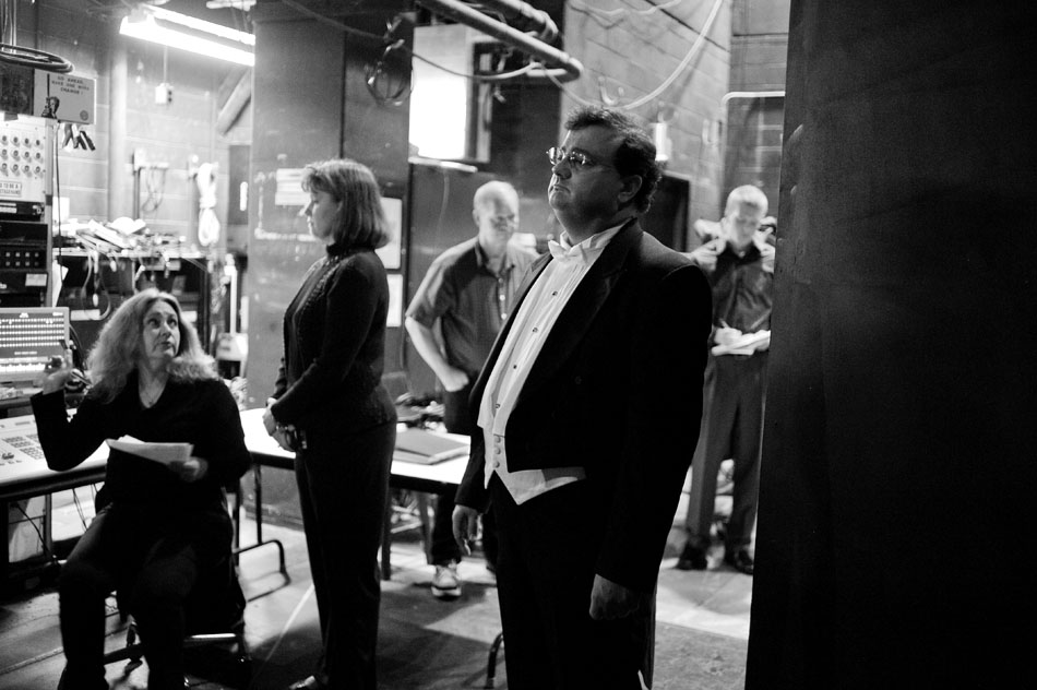 George Stelluto, music director of the Peoria Symphony Orchestra, waits backstage before taking the stage to conduct his first concert with the orchestra on Saturday, Sept. 18, 2010, at the Peoria Civic Center. The orchestra opened with "Meistersinger Overture" by Richard Wagner.