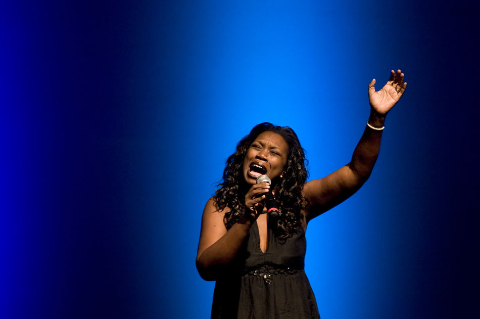 Sophia Jefferson performs a gospel song during the Gospel Jubilee on Sunday, Oct. 17, 2010, at the Riverside Community Church. The program, sponsored by the Peoria Area Community Events, featured local musicians and speakers.