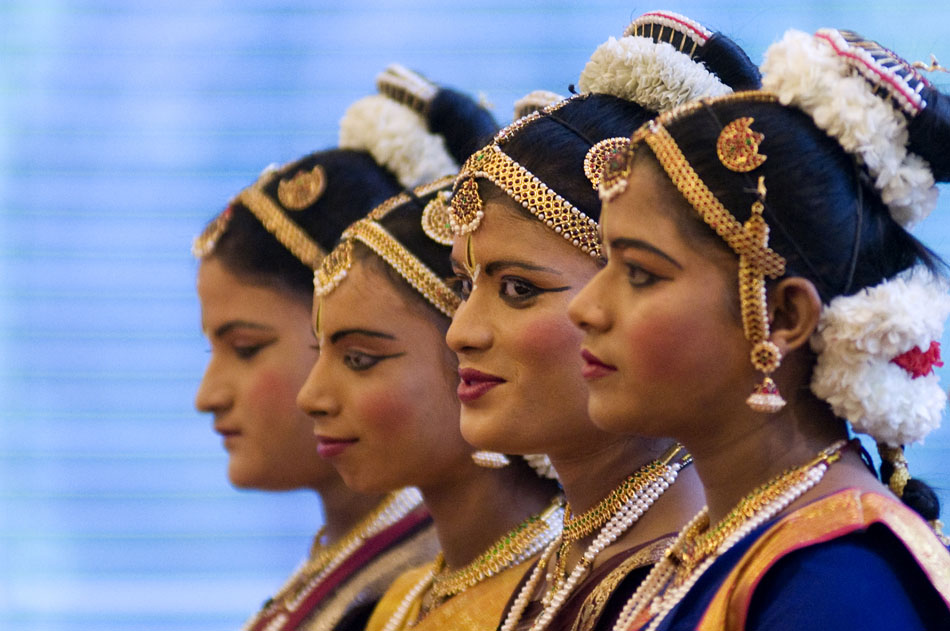 Dancers from the Shree Ramana Maharishi Academy for the Blind in India are introduced before a performance on Sunday, Oct. 17, 2010, at the Hindu Temple of Central Illinois. The dancers performed to several styles of traditional Indian music.