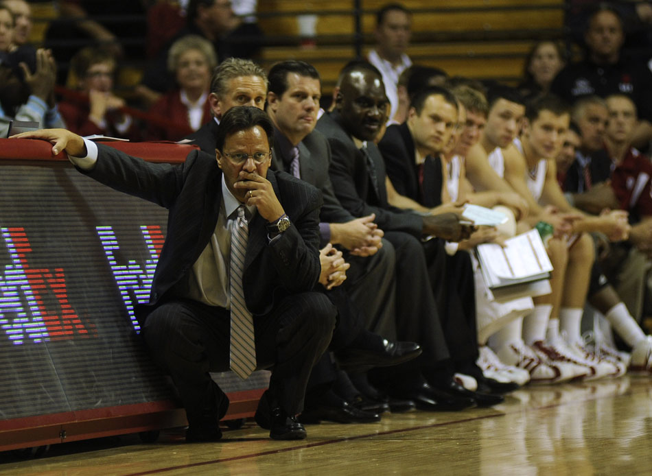 Indiana coach Tom Crean watches the action late in a win against Franklin on Wednesday, Nov. 3, 2010, at Assembly Hall in Bloomington, Ind.
