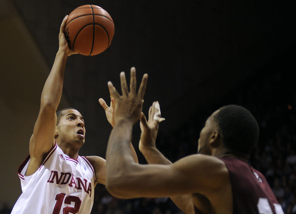 Indiana guard Verdell Jones III puts up a shot during a game against North Carolina Central on Tuesday, Nov. 23, 2010, at Assembly Hall.