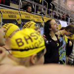 North swimmers chant before taking the pool against South in the Counsilman Classic on Saturday, Jan. 23, 2010, at Indiana's Royer Pool.