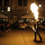 A fire breather performs outside the Augustiner Beer Hall on Monday, May 24, 2010, in Munich, Germany.