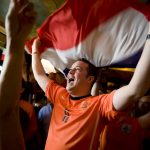 Ryan Colpaart, of Austin, cheers on the Netherlands as he watches the World Cup final from Fado Irish Pub on Sunday, July 11, 2010. Spain defeated the Netherlands 1-0 for its first World Cup title.