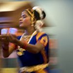 A performer dances to a Bharatanatyam, a traditional and classical Indian dance, during a show on Sunday, Oct. 17, 2010, at the Hindu Temple of Central Illinois. The performer, who is blind, was performing with a troupe from the Shree Ramana Maharishi Academy for the Blind in India.