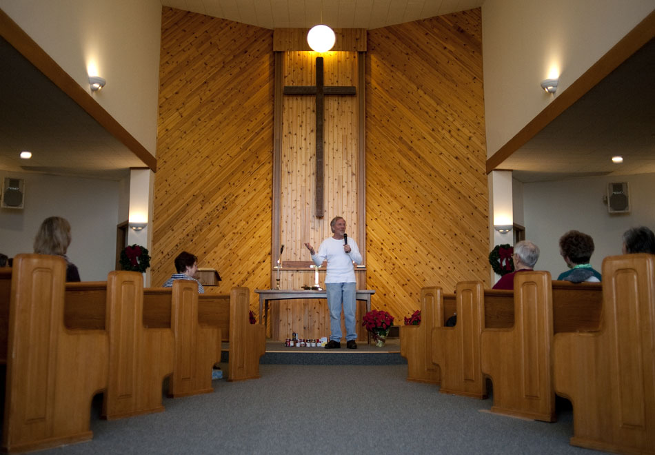 The Rev. Rodger McDaniel preaches to his congregation on Sunday, Jan. 16, 2011, at the Highlands United Presbyterian Church. McDaniel just completed a week living as a homeless person in Cheyenne to get out of his comfort zone.