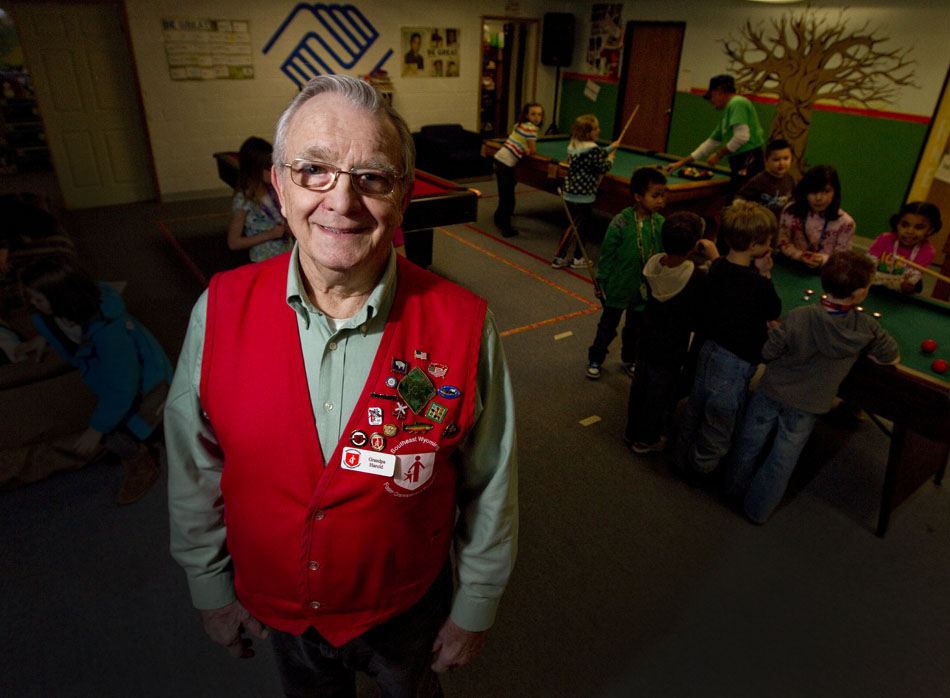 Harold Green, a long time volunteer at the Boys and Girls Club, poses for a portrait in an activity room on Thursday, Jan. 20, 2011, in Cheyenne. Green is affectionately known as "Grandpa Harold" at the facility.