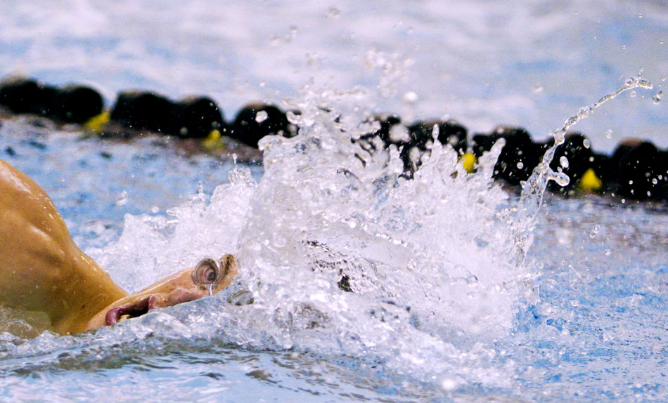 Cheyenne South's Za Kinsolving swims in a 100 yard freestyle heat during a meet with Rawlins on Thursday, Jan. 20, 2011, at South High School.