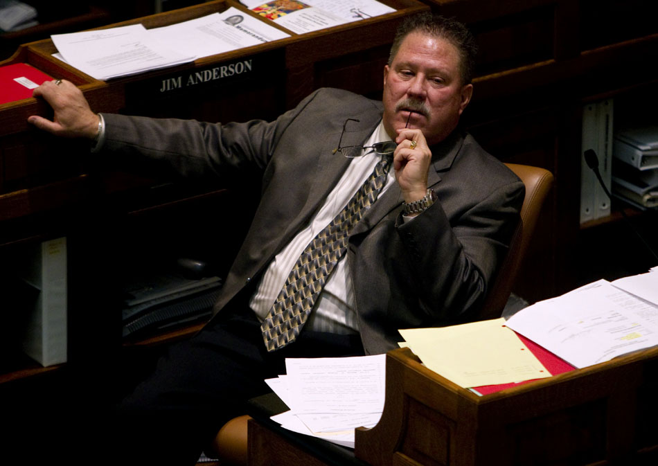 Senator Tony Ross, R-Cheyenne, listens to debate on a bill on Friday, Jan. 21, 2011, in the Senate chambers at the Wyoming State Capitol.