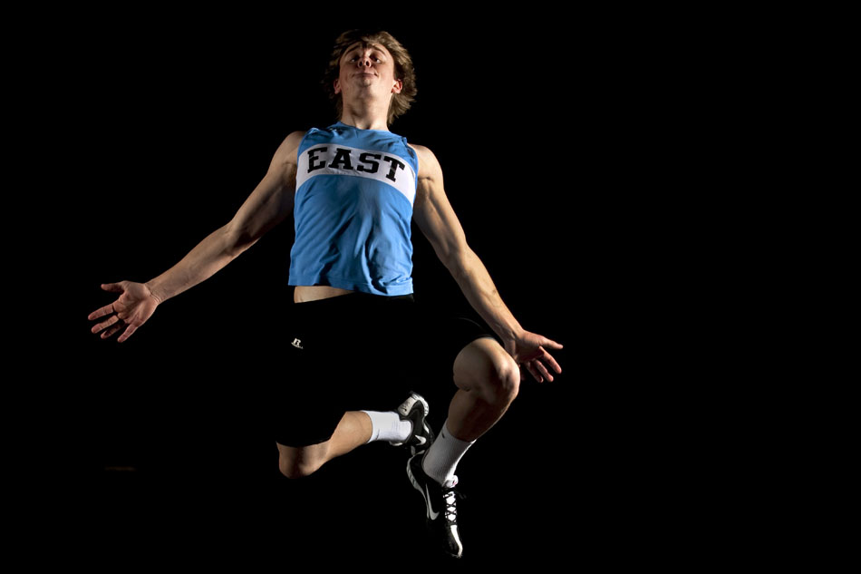 Jeremiah Hunter performs a long jump on Tuesday, Feb. 8, 2011, at East High School. Hunter is the WyoSports Cheyenne staff's prep athlete of the week.