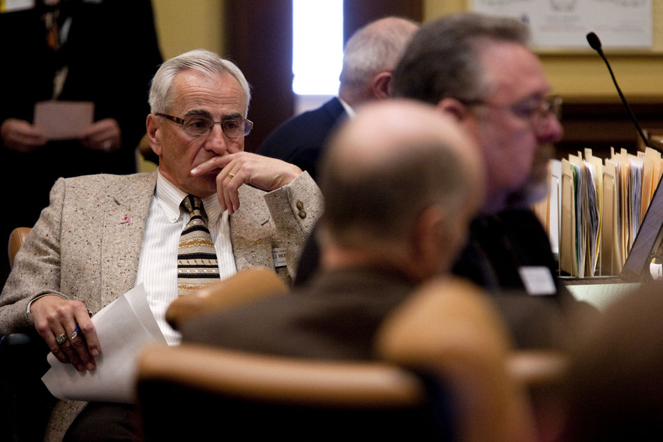 Sen. Eli Bebout, R-Riverton, listens to debate during a meeting of the Senate Committee of the Whole on Tuesday, Feb. 22, 2011, at the Wyoming State Capitol in Cheyenne.