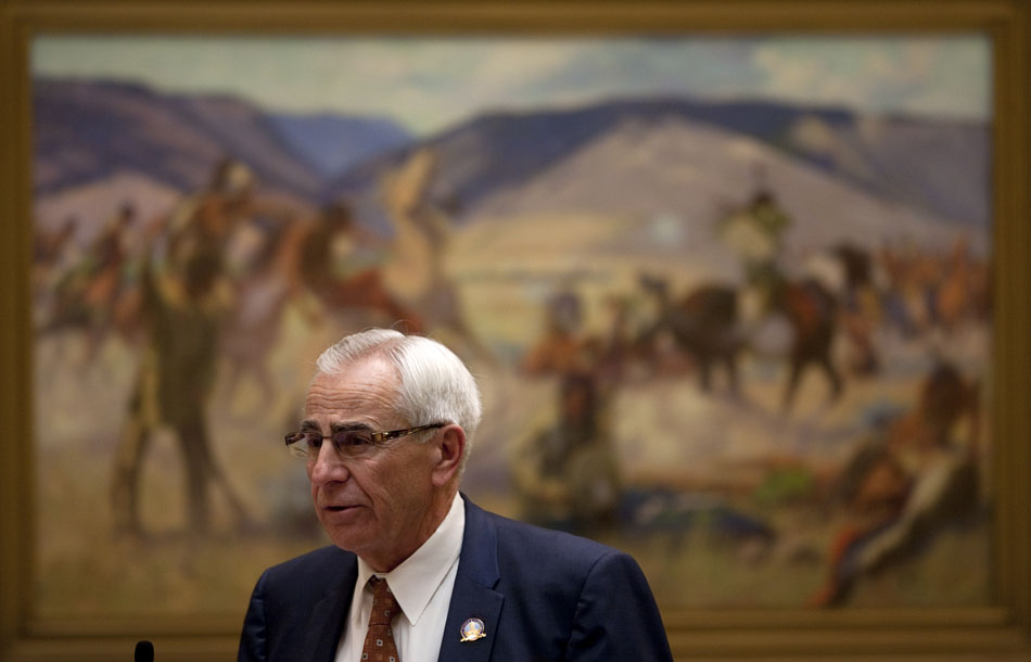 Sen. Eli Bebout, R-Riverton, speaks during debate on HB0147 (Excise tax-vendor compensation) on Tuesday, March 1, 2011, at the Wyoming State Capitol in Cheyenne. The bill passed 23-6 after a third reading.