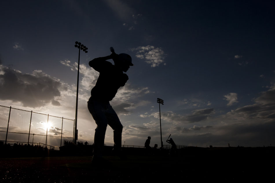 A Gillette batter warms up before taking his turn at the plate during a baseball game against Cheyenne Post 6 on Saturday, May 7, 2011, at Powers Field in Cheyenne.