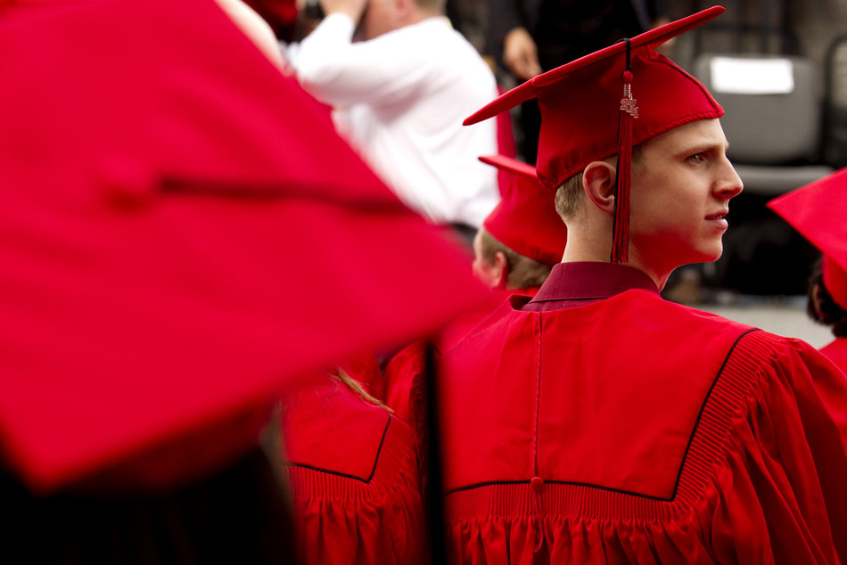 A student surveys the crowd during the Cheyenne Central High School graduation on Friday, May 27, 2011, at Frontier Park.