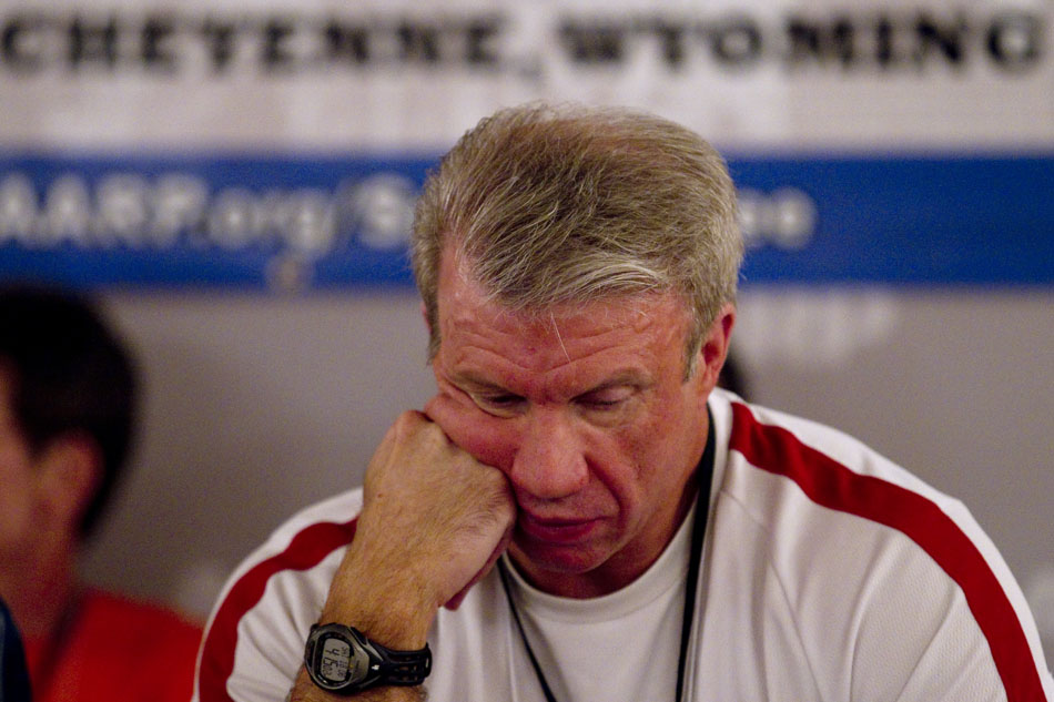 Tony Johnson, of LaGrange, Ga., waits for his turn during a round of the AARP National Spelling Bee on Saturday, June 18, 2011, at the Little America in Cheyenne. Johnson won the spelling bee after 39 rounds of back and forth with runner up Mike Petrina. Johnson finished 5th in last year's bee, but said he "read the hell out of the dictionary" to study up for this year's competition.