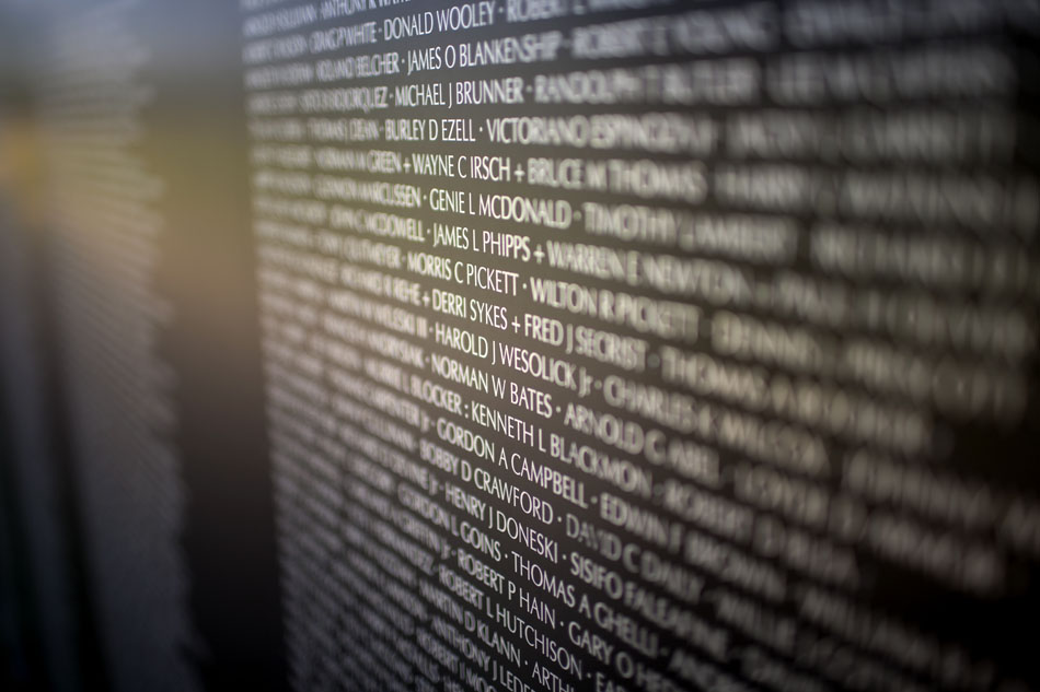 The replica Vietnam Wall contains the names of the 58,000 Americans who died in the conflict, as seen on Thursday, June 23, 2011, in Lions Park.