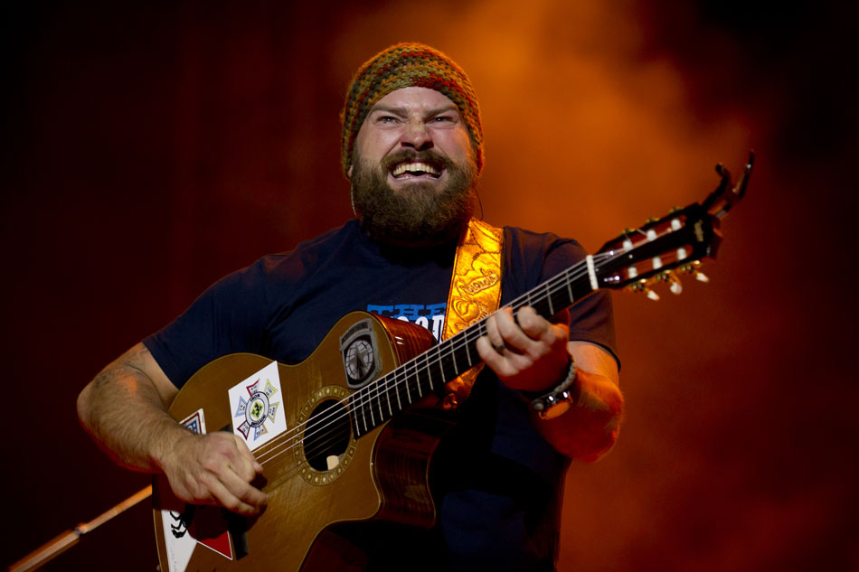 Zac Brown reacts as he plays to the crowd with the Zac Brown Band during a Cheyenne Frontier Days performance on Friday, July 29, 2011, at Frontier Park.