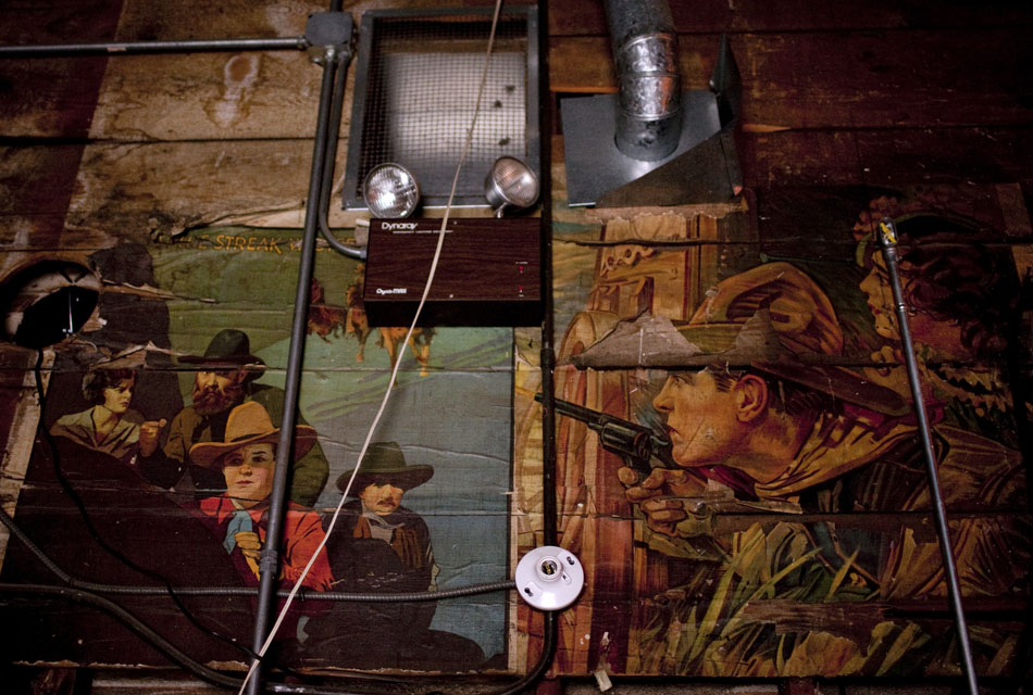An old mural is seen painted on a wall in the back of the Atlas Theatre before the opening night of the 55th Old Fashioned Melodrama on Thursday, July 14, 2011, in Cheyenne. The melodrama continues through Aug. 7.