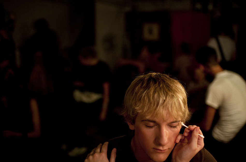 John Joslin, who plays Dusty Rhodes, gets a hand with his eyebrow makeup before the opening night of the 55th Old Fashioned Melodrama on Thursday, July 14, 2011, at the Atlas Theatre in Cheyenne. The melodrama continues through Aug. 7.