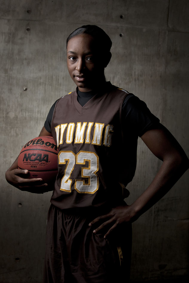 Wyoming women's basketball guard Chelan Landry poses for a portrait during the Wyoming basketball media day on Wednesday, Oct. 19, 2011, in Laramie, Wyo. (James Brosher/Wyoming Tribune Eagle)