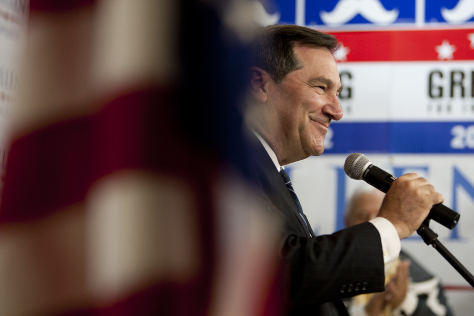 U.S. Rep. Joe Donnelly, D-Ind., smiles as he prepares to address the audience during Dyngus Day on April 9, 2012, at the West Side Democratic Club in South Bend. Donnelly is running for Indiana's U.S. Senate seat currently held by Republican incumbent Richard Lugar.
