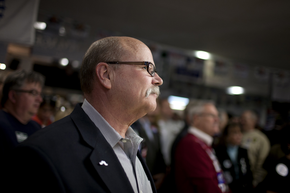 John Gregg, a former Indiana House speaker, watches the action during Dyngus Day on Monday, April 9, 2012, at the West Side Democratic Club in South Bend. Gregg is the Democratic candidate for Indiana governor.