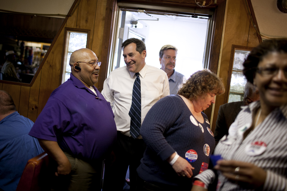 U.S. Rep. Joe Donnelly, D-Ind., enters Elks Lodge No. 298 for a Solidarity Day event on Monday, April 9, 2012, in South Bend. Donnelly is running for Indiana's U.S. Senate seat currently held by Republican incumbent Richard Lugar.