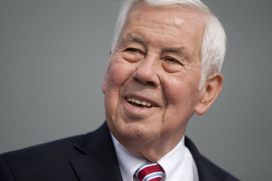 U.S. Sen. Richard Lugar, R-Ind., speaks to reporters at Koontz-Wagner Electric, a manufacturer of controls for the Keystone XL pipeline, on Monday, April 30, 2012, in South Bend. Lugar, a 36-year veteran of the Senate, is engulfed in a rare primary battle with Indiana State Treasurer Richard Mourdock, a Tea Party favorite. (James Brosher/South Bend Tribune)