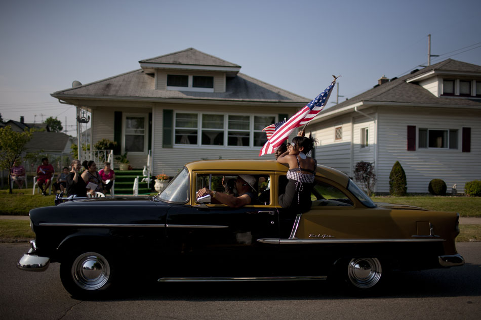 Parade participants ride in a 1955 Chevrolet Bel Air during the Westside Memorial Day Parade on Monday, May 28, 2012, in South Bend. (James Brosher/South Bend Tribune)