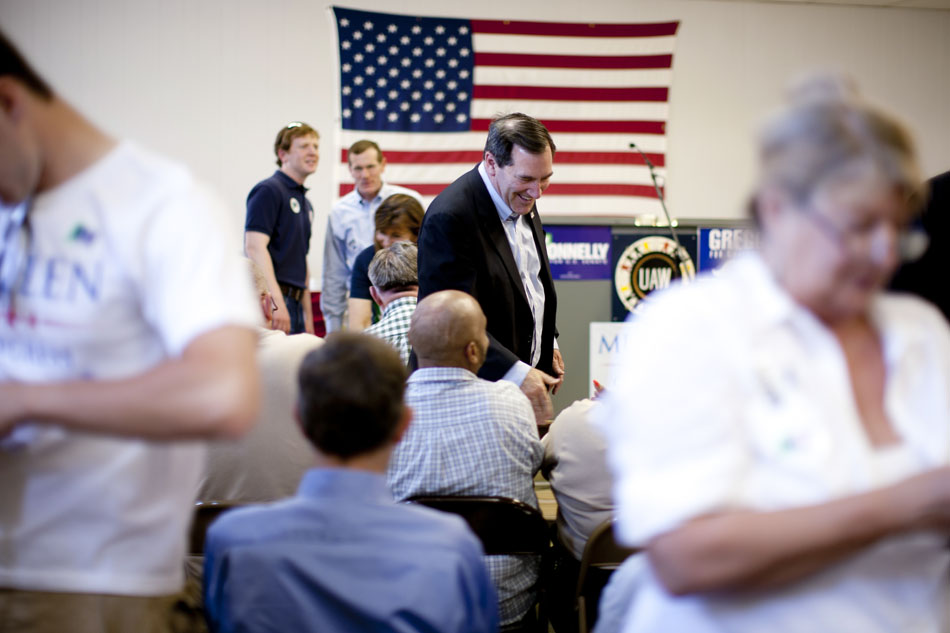 U.S. Rep. Joe Donnelly, D-Ind., campaigns during a "Workhorse Tour" stop on Saturday, May 19, 2012, at UAW Local 9 in South Bend. Donnelly is running for Indiana's U.S. Senate seat previously held by Richard Lugar. (James Brosher/South Bend Tribune)