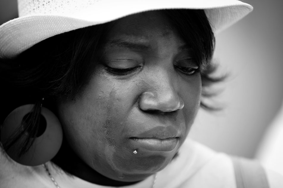 A tear runs down the cheek of Tiffany Townsend, mother of Tramelle Sturgis, as her family leaves the courthouse after sentencing for her son's father, Terry Sturgis, who was convicted in May for Tramelle's murder, on Thursday, June 21, 2012, at the St. Joseph County Courthouse in downtown South Bend. Sturgis was sentenced to 140 years for the murder of Tramelle. (James Brosher/South Bend Tribune)
