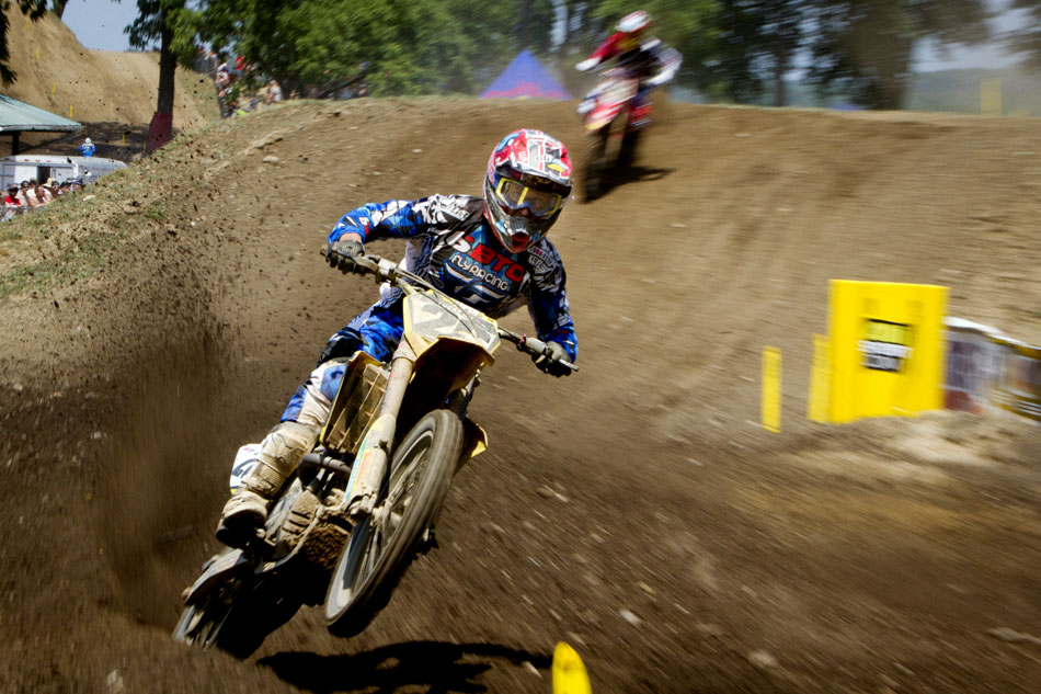 Australian rider Michael Byrne races in the 450 motocross during the Red Bull Redbud National on Saturday, July 7, 2012, in Buchanan, Mich. (James Brosher/South Bend Tribune)