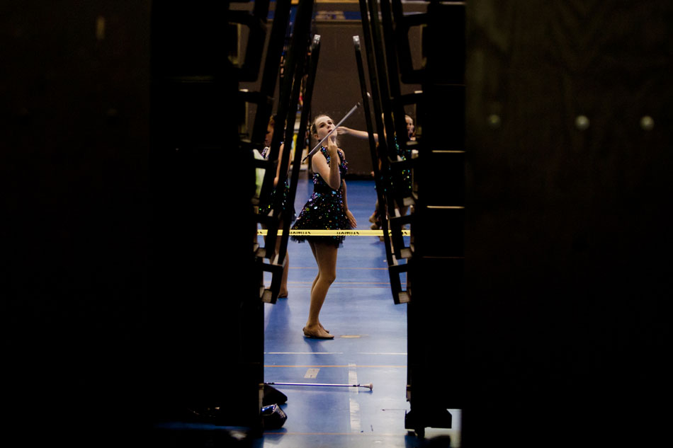 A twirler practices before the America's Youth on Parade twirling competition on Monday, July 16, 2012, at Notre Dame. (James Brosher/South Bend Tribune)