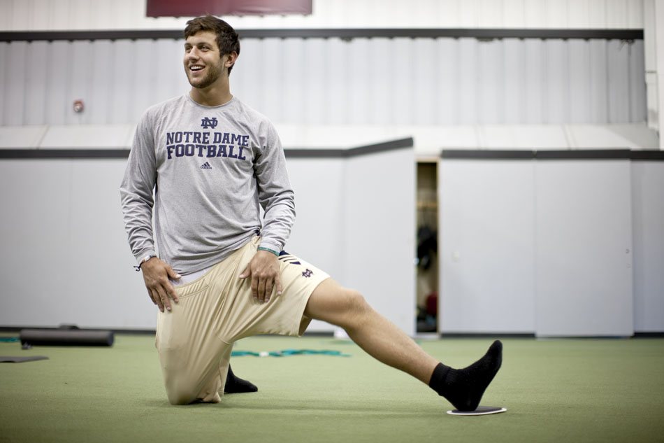 Notre Dame tight end Tyler Eifert works out on Wednesday, May 30, 2012, at AWP Sports Performance in Fort Wayne. (James Brosher/South Bend Tribune)