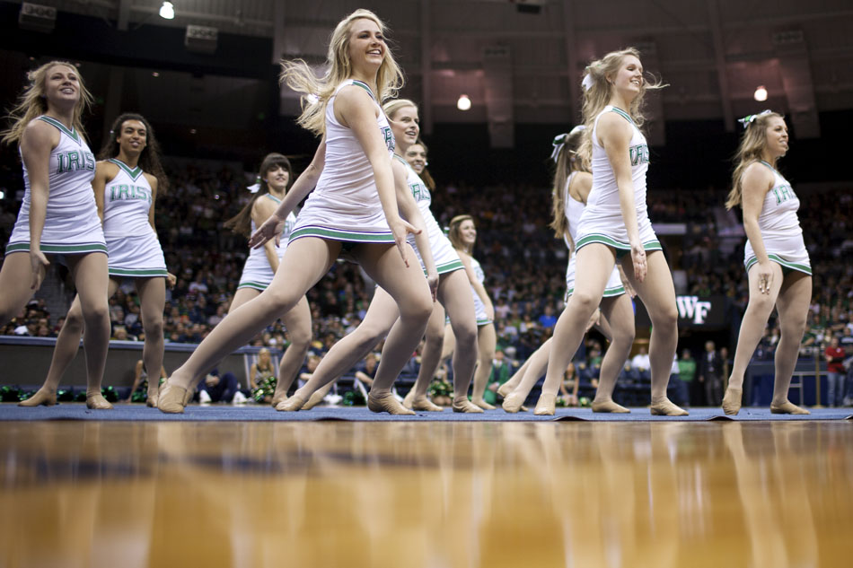 Notre Dame cheerleaders do the Dougie during the pep rally on Friday, Nov. 16, 2012, at the Purcell Pavilion at Notre Dame. (James Brosher/South Bend Tribune)