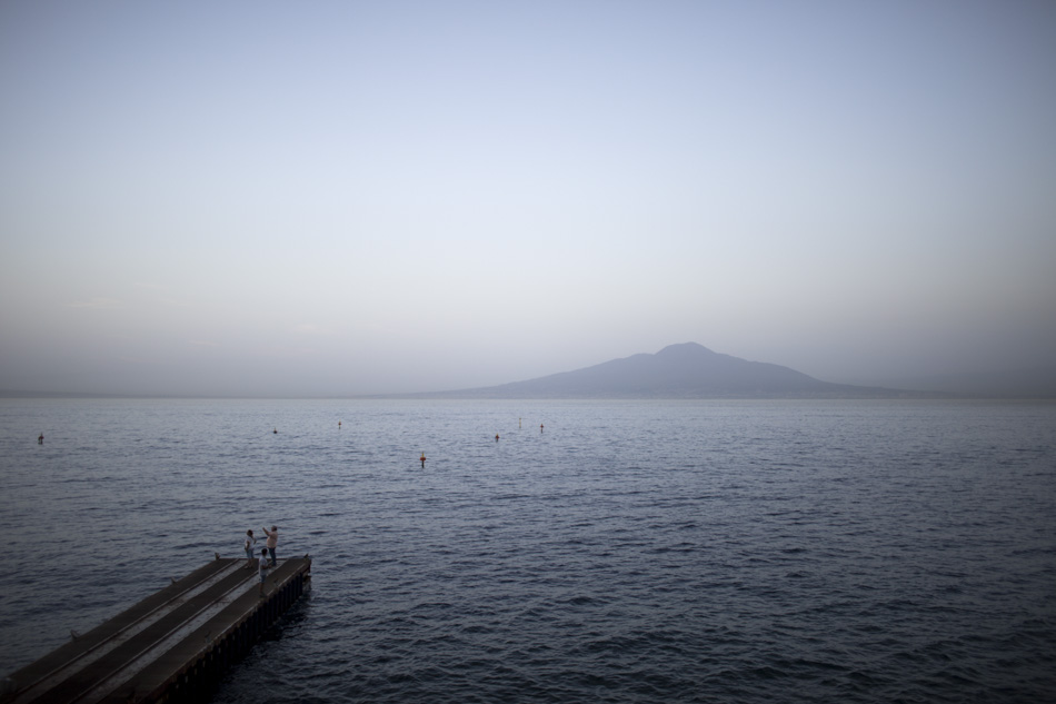 Mount Vesuvius is seen across the Gulf of Naples in the evening from Sorrento, Italy on Thursday, Sept. 17, 2015. (Photo by James Brosher)