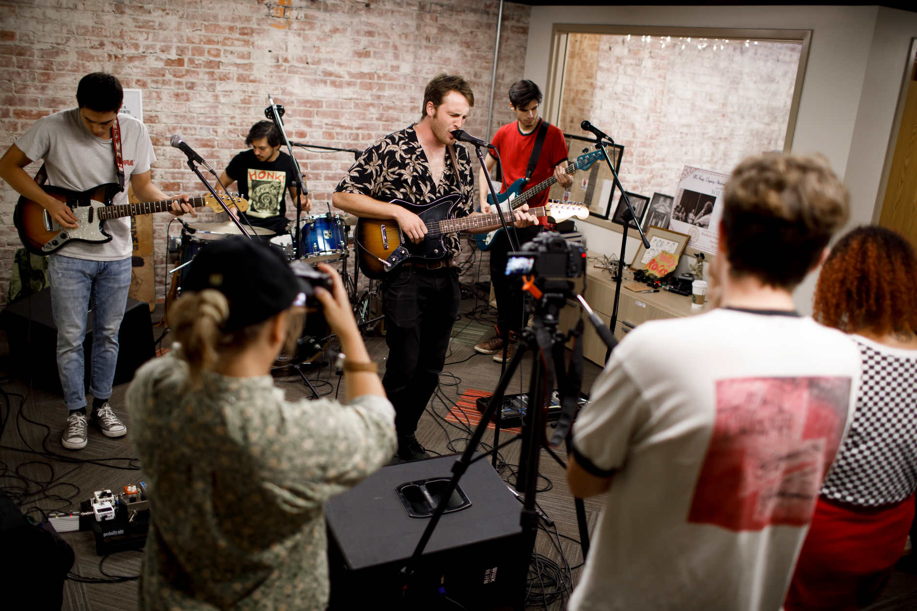 Birdgangs, an alternative band from Boston, performs in the WIUX studios in Franklin Hall on Tuesday, Sept. 25, 2018.