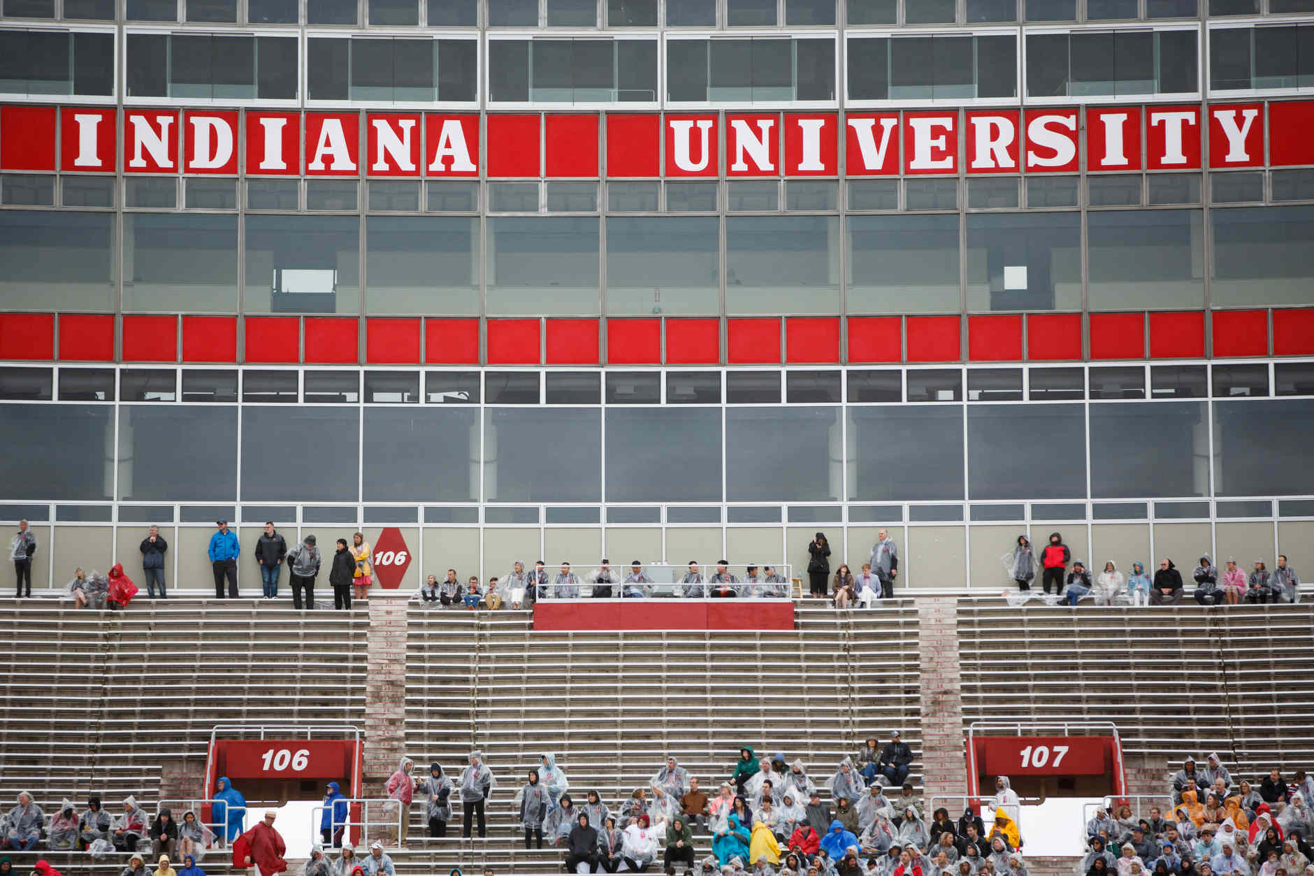 Audience members watch from the stands during the Indiana University Bloomington Undergraduate Commencement at Memorial Stadium on Saturday, May 4, 2019. (James Brosher/Indiana University)