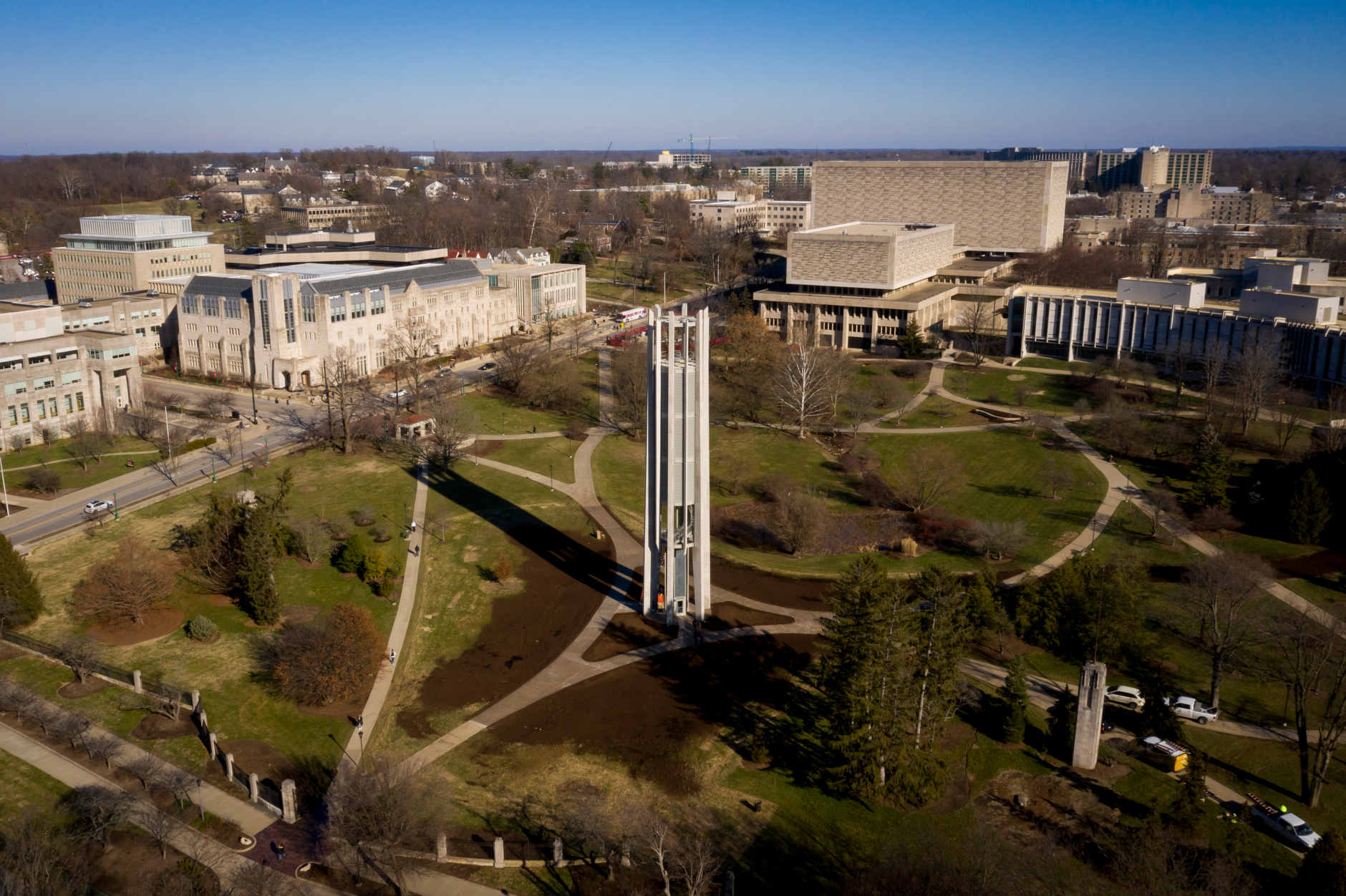 The Metz Bicentennial Grand Carillon stands in the Cox Arboretum at IU Bloomington on Thursday, Jan. 16, 2020. (James Brosher/Indiana University)